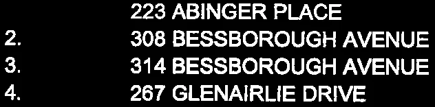List of addresses 1 through 4