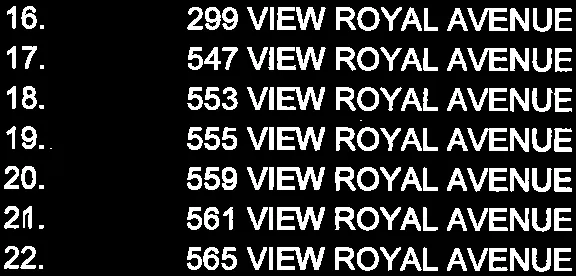 List of addresses 16 through 22