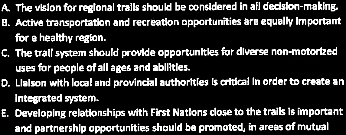Support options for regional trail vision