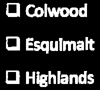 Area options: Colwood, Esquimalt, Highlands