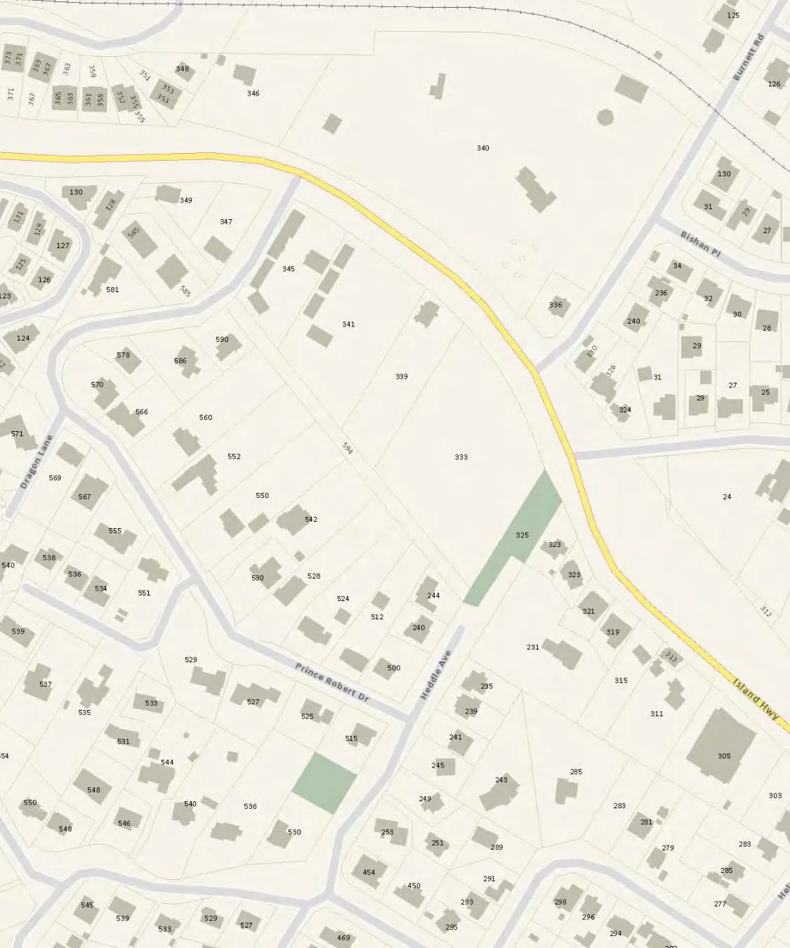 Property lot map showing boundaries and street numbers