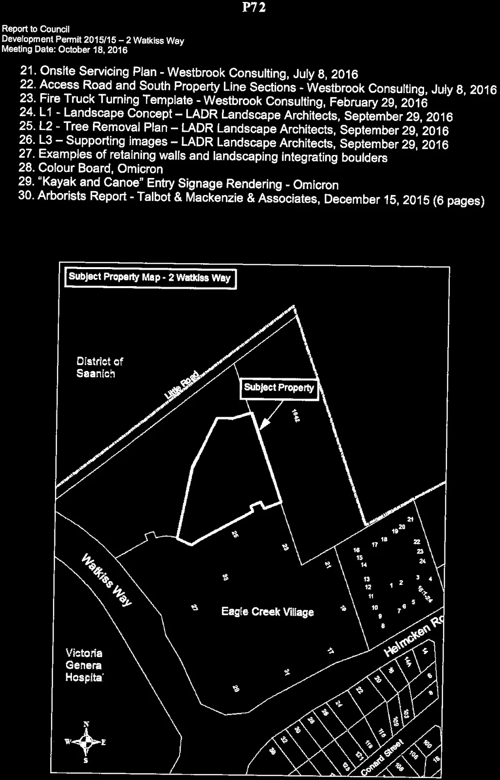 Property Location Map - 2 Watkiss Way showing the Subject Property and surrounding context including Eagle Creek Village, Victoria General Hospital, and Helmcken Road.