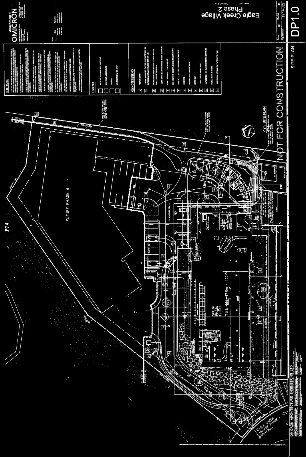 Comprehensive site plan drawing for Eagle Creek Village Phase 2, showing the layout of buildings, parking, and landscaping.