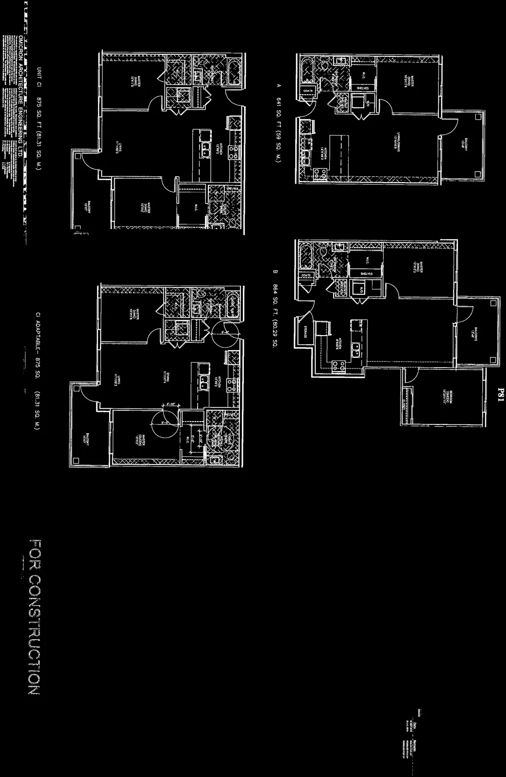 Composite diagram showing floor plans for residential Units A, B, C1, and C1 Adaptable