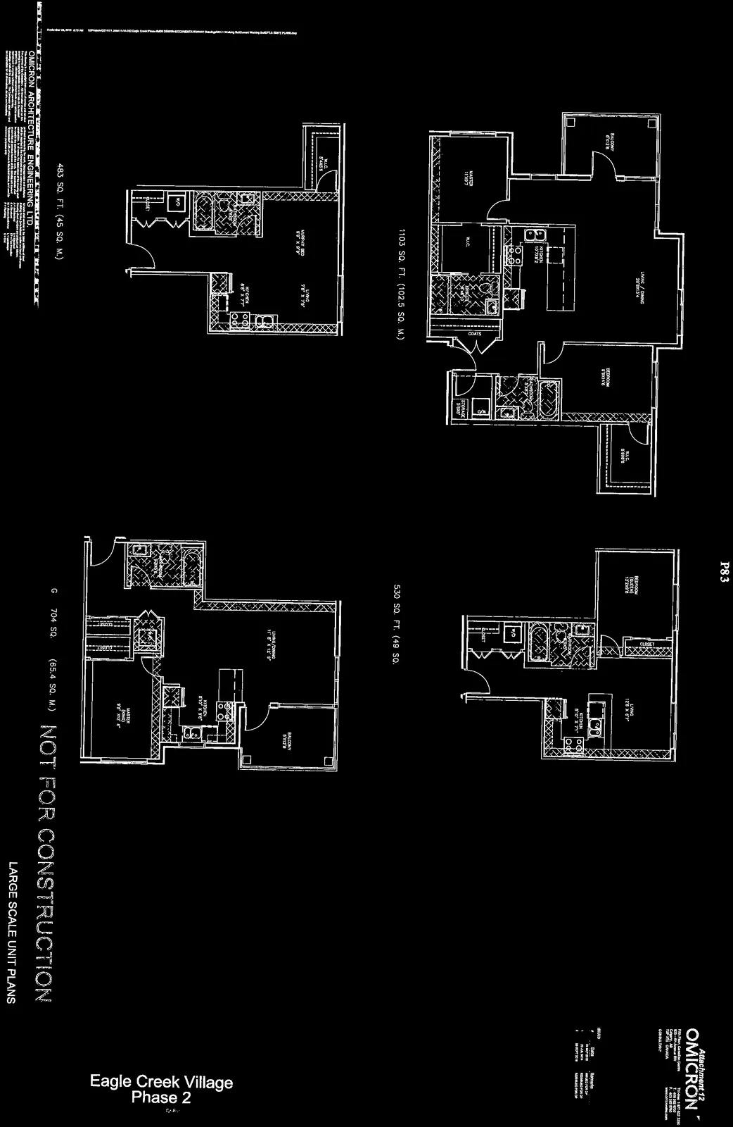 Architectural floor plans for Unit E2i, Unit F, Unit F1, and Unit G, including room labels and dimensions.