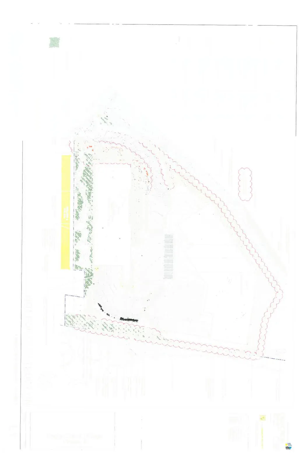 Low-contrast original scan of the landscape concept plan for Phase 2 South Building.