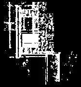 West elevation rendering showing building side profile and landscaping