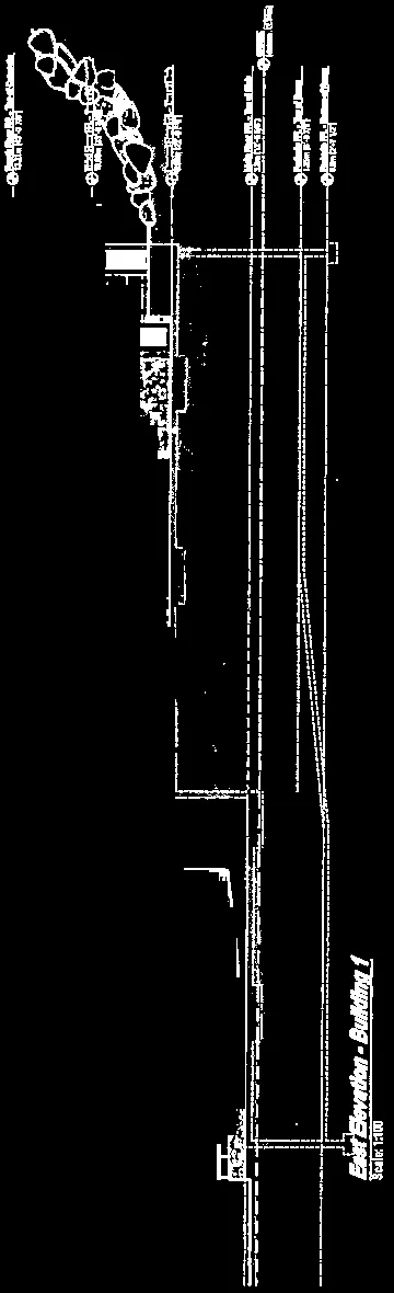 West elevation rendering showing building side profile and landscaping