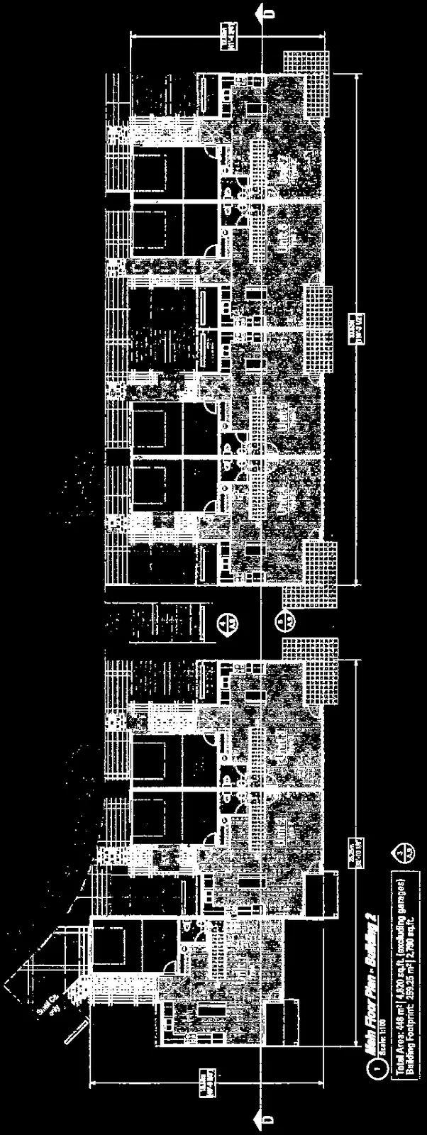 Full layout of townhouse main floor plans for Building 2 and Building 3