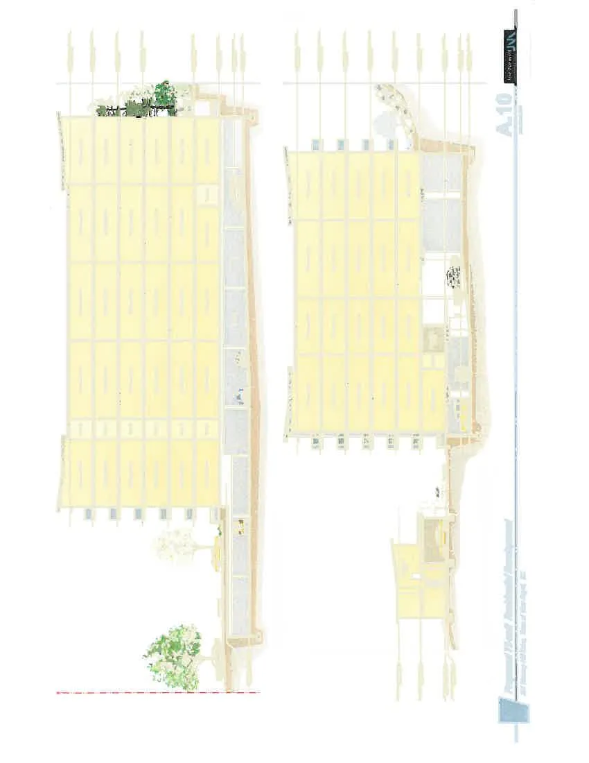 Full screenshot of page A.9 showing all side elevations for Buildings 2 and 3