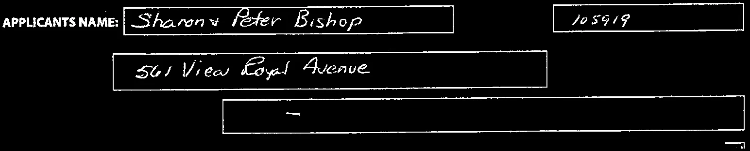 Top section of form containing applicant name, account number, and address