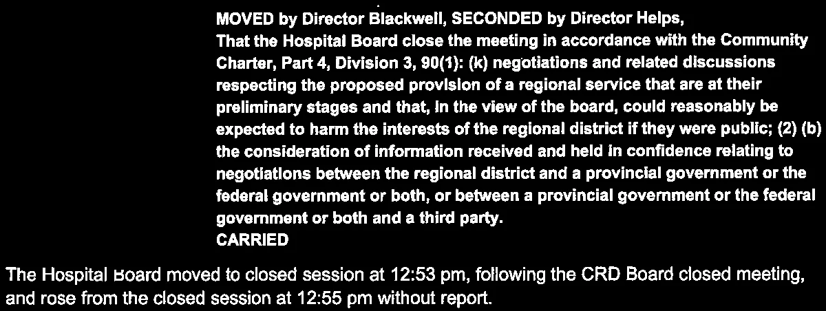 Text of motion 16-556 and record of closed session times