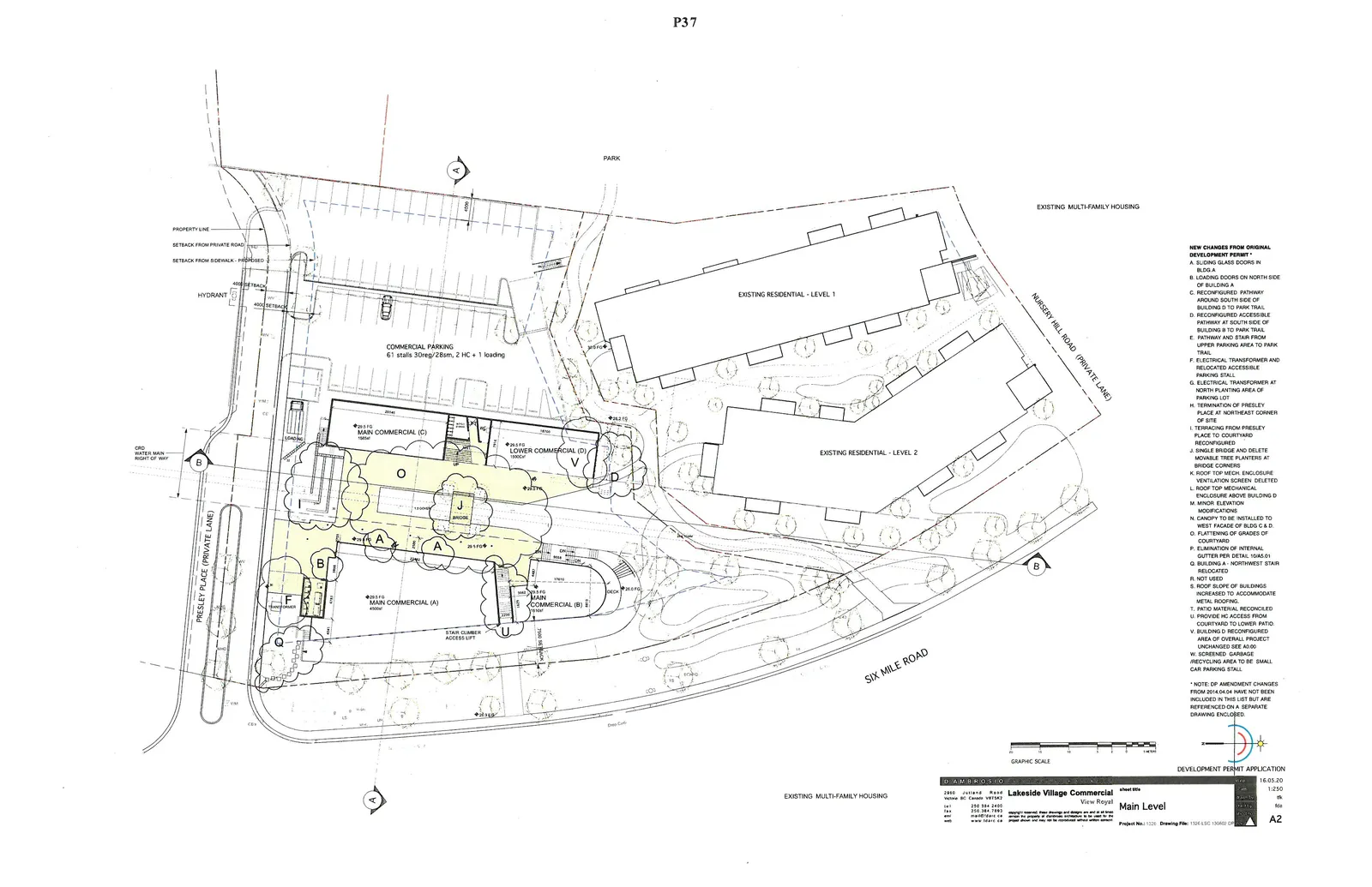 Floor Plan - Main Level showing Main Commercial (A) 4500sf, Main Commercial (B) 1510sf, Main Commercial (C) 1810sf, and Lower Commercial (D) 1505sf