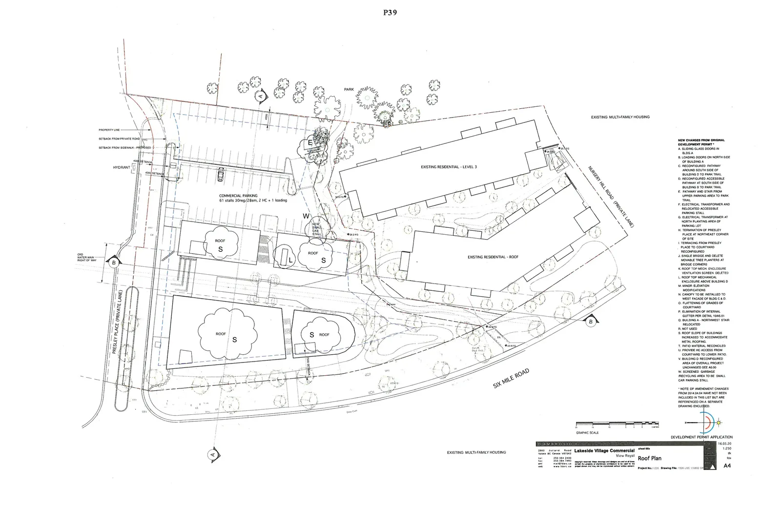 Roof Plan view of the four commercial building structures