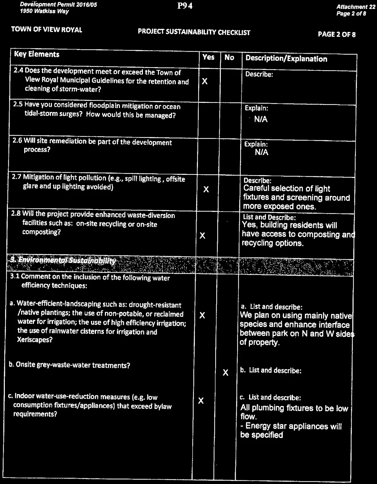 Project Sustainability Checklist page 2