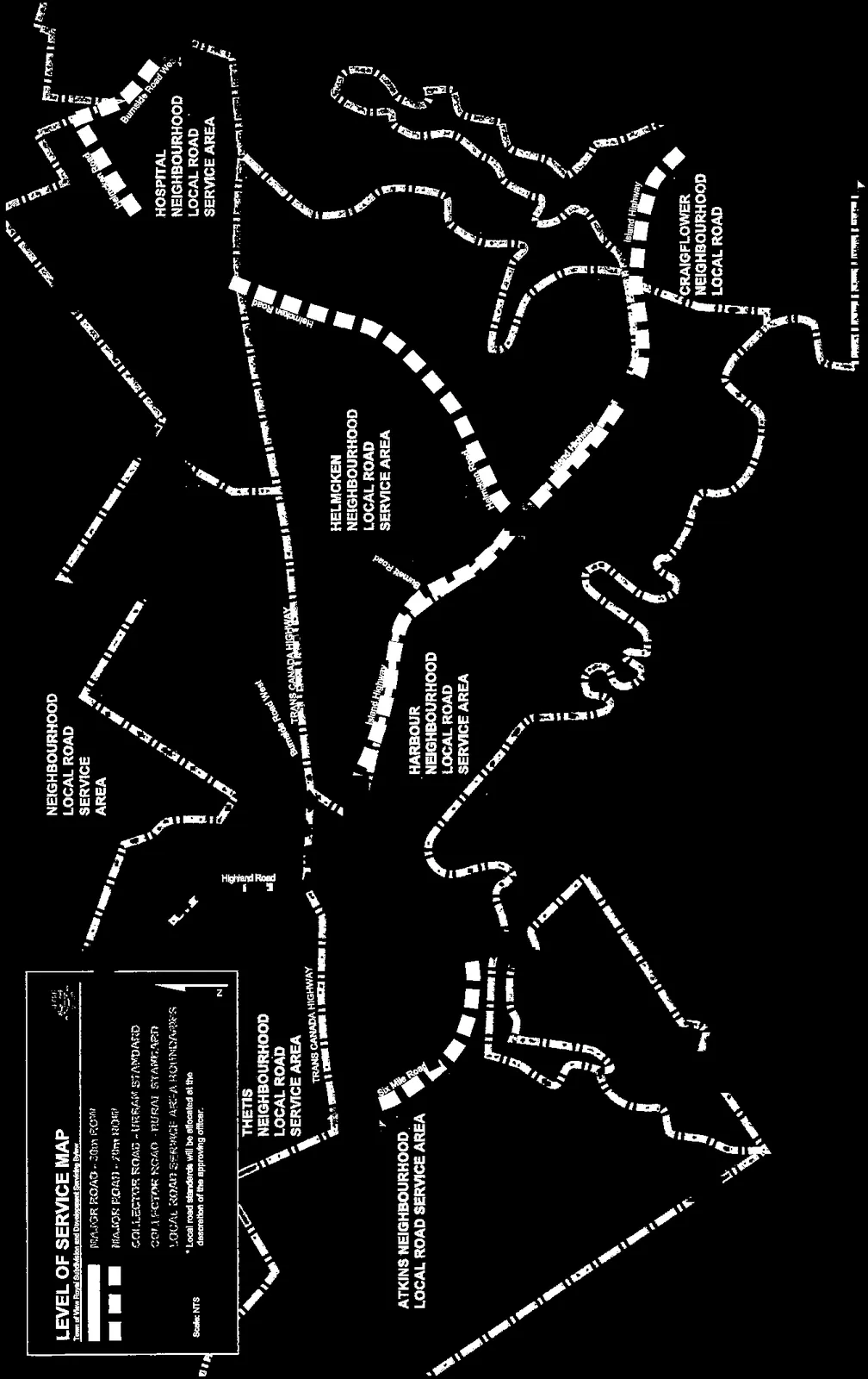 Detail of a dashed line segment from the road network map