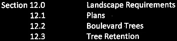 Table of Contents for Landscape Requirements section