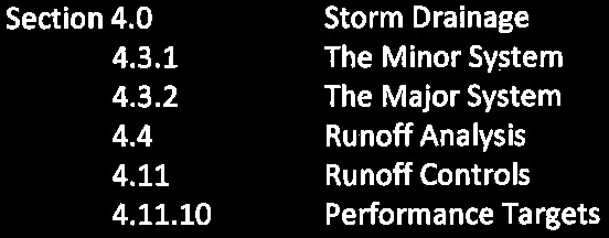 Table of Contents for Storm Drainage section