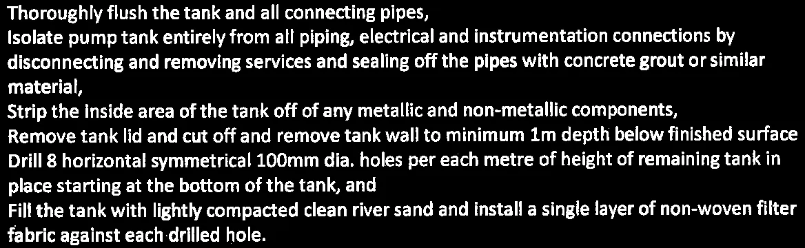 Decommissioning procedure list for abandoned sanitary lift stations