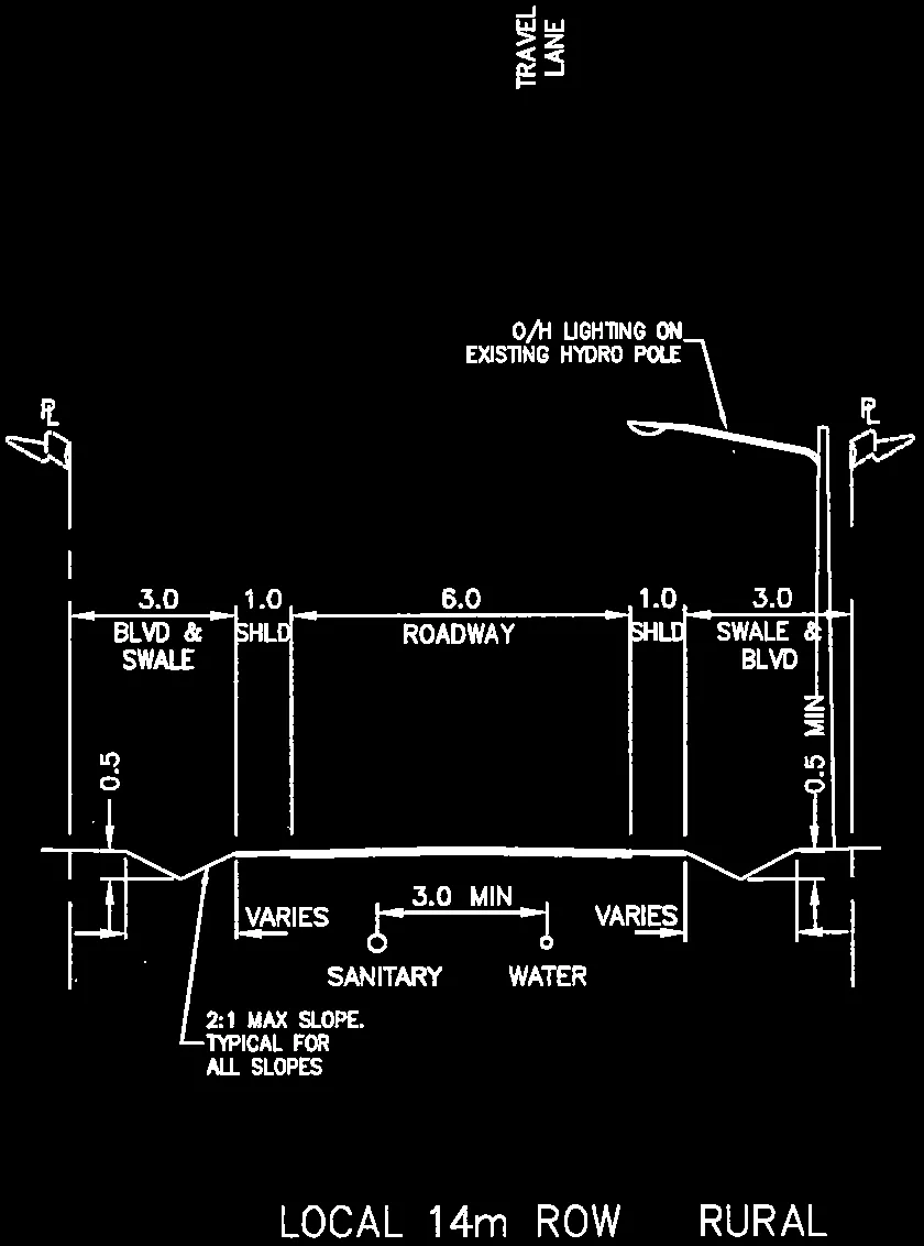 Local 14m ROW Rural Plan Drawing