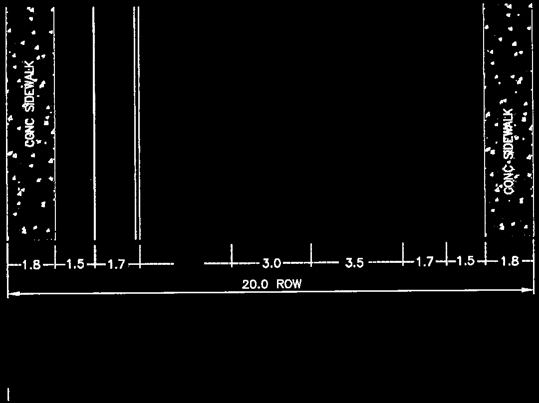 Major Road 20m ROW Urban Plan and Cross-Section Drawings