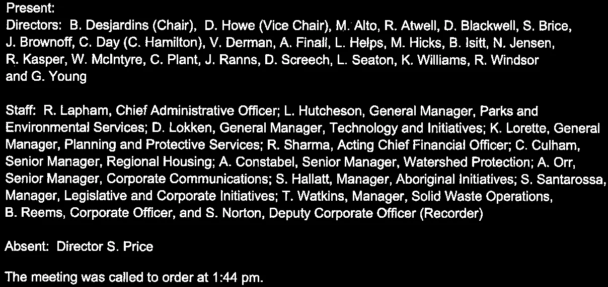 List of attendees and meeting start time