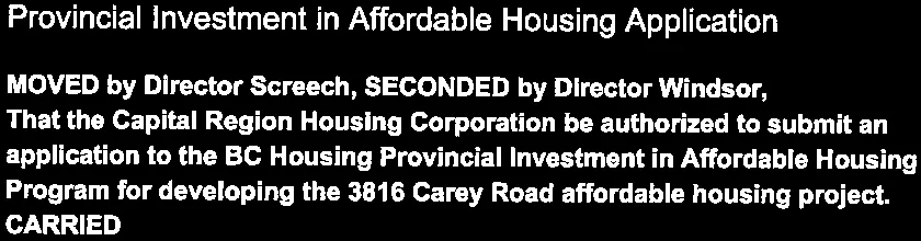 Motion to apply for provincial affordable housing program
