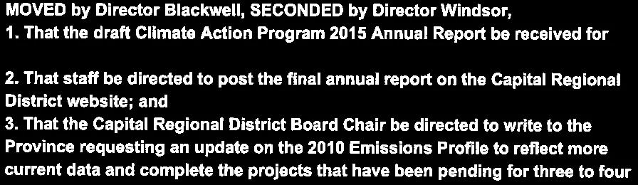 Recommendations for Climate Action Program 2015 Annual Report
