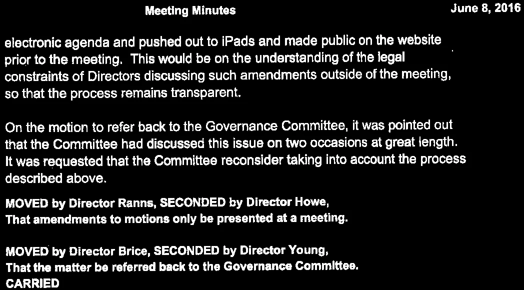 Discussion on meeting procedures for amendments to motions