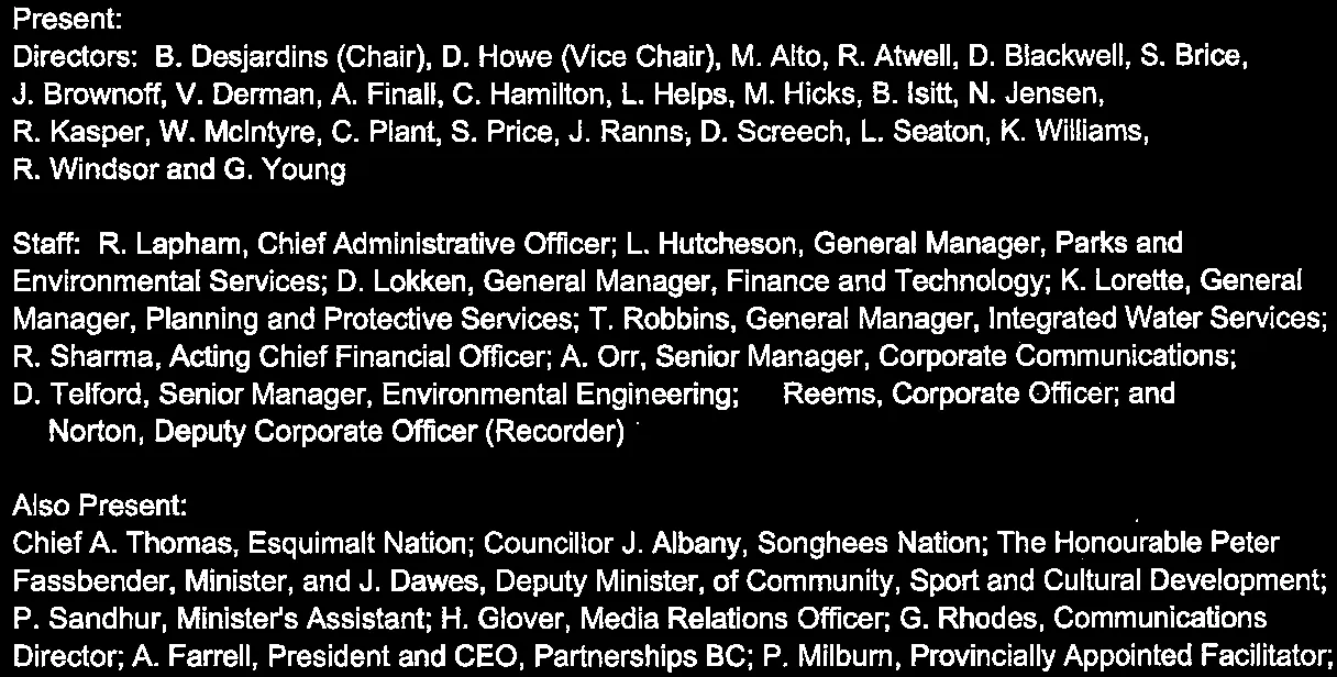 Lists of Directors, Staff, and others present