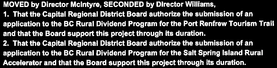 Authorization for BC Rural Dividend Program applications