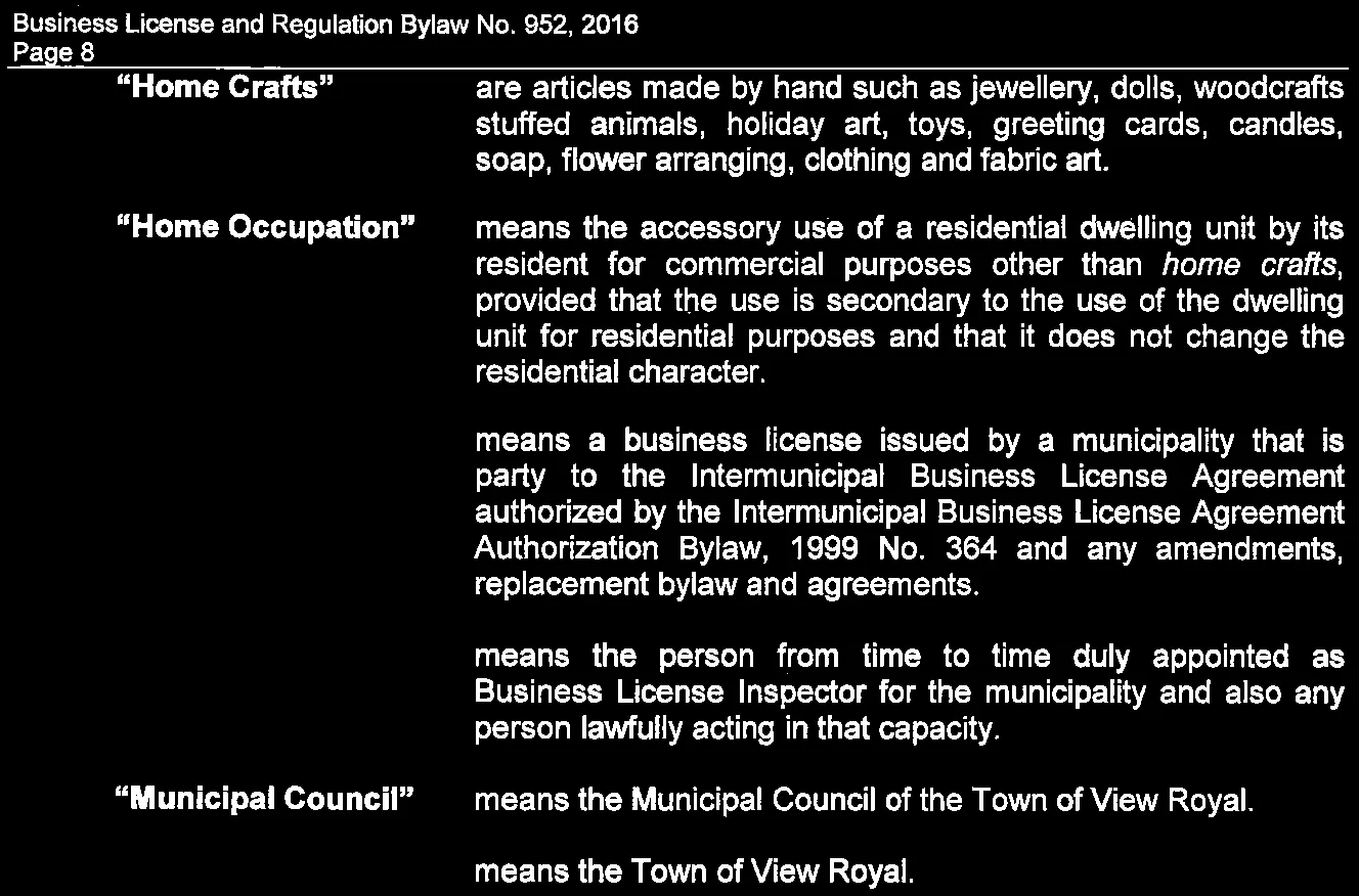 Definitions for Home Crafts through Municipal Council
