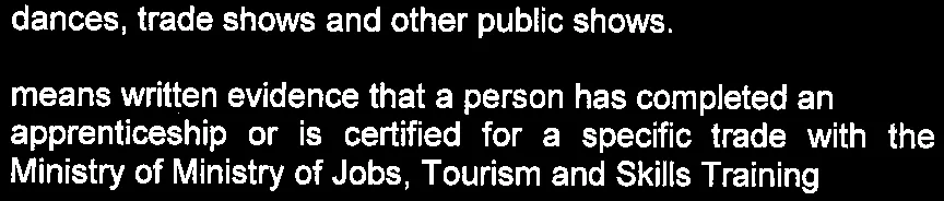 Definitions for Shows and Trade Qualification