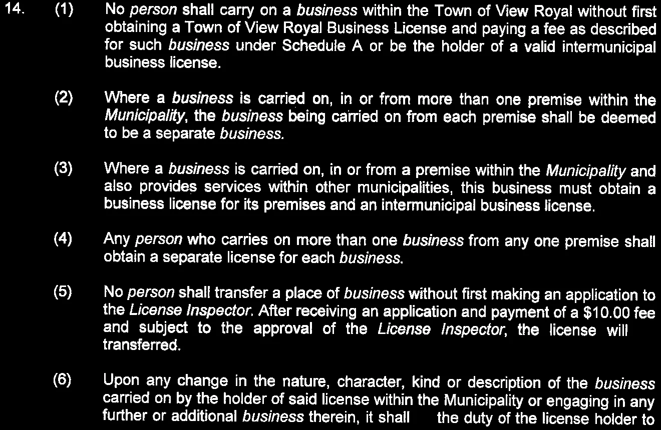 Section 14 (1)-(6) text