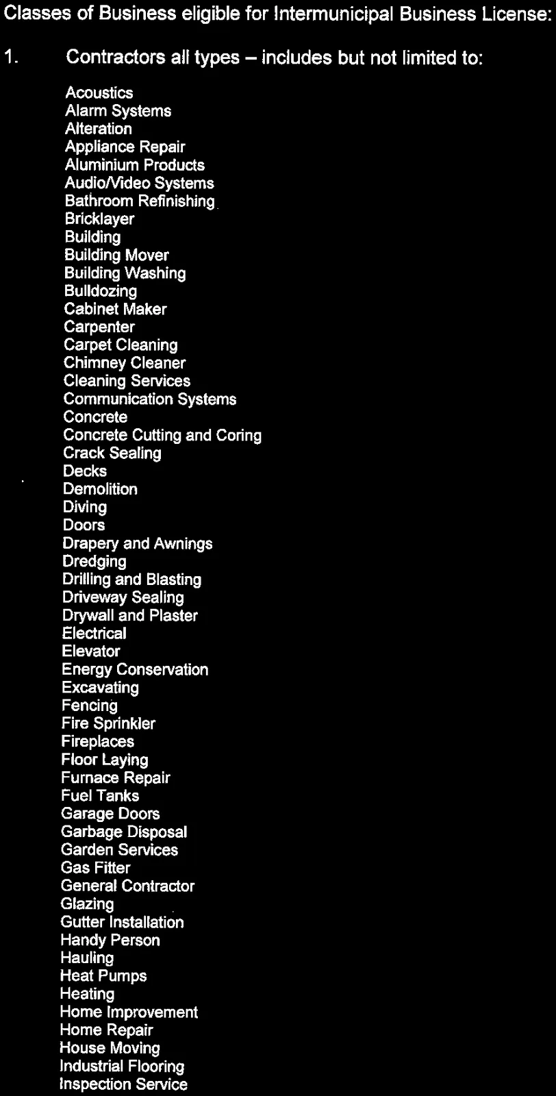 Schedule B Contractor list part 1