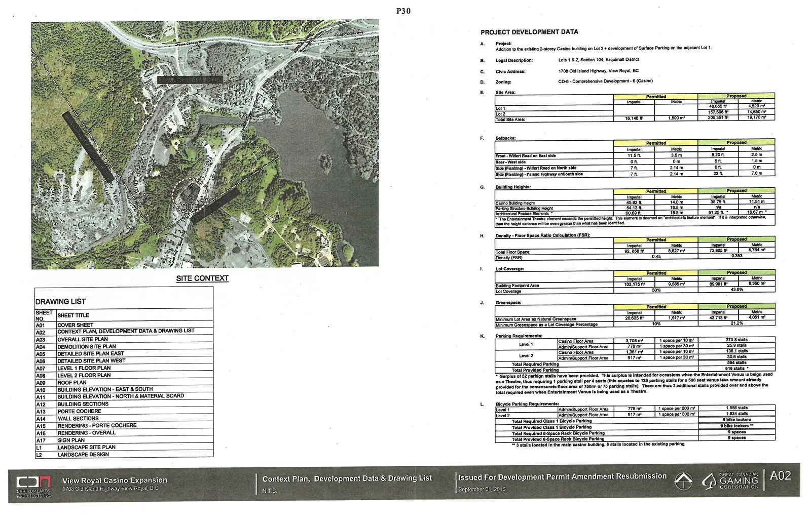 Aerial map showing the View Royal Casino site in relation to the surrounding town and natural landscape.