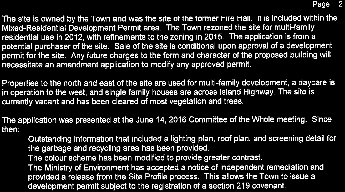 Background information regarding the site and application process