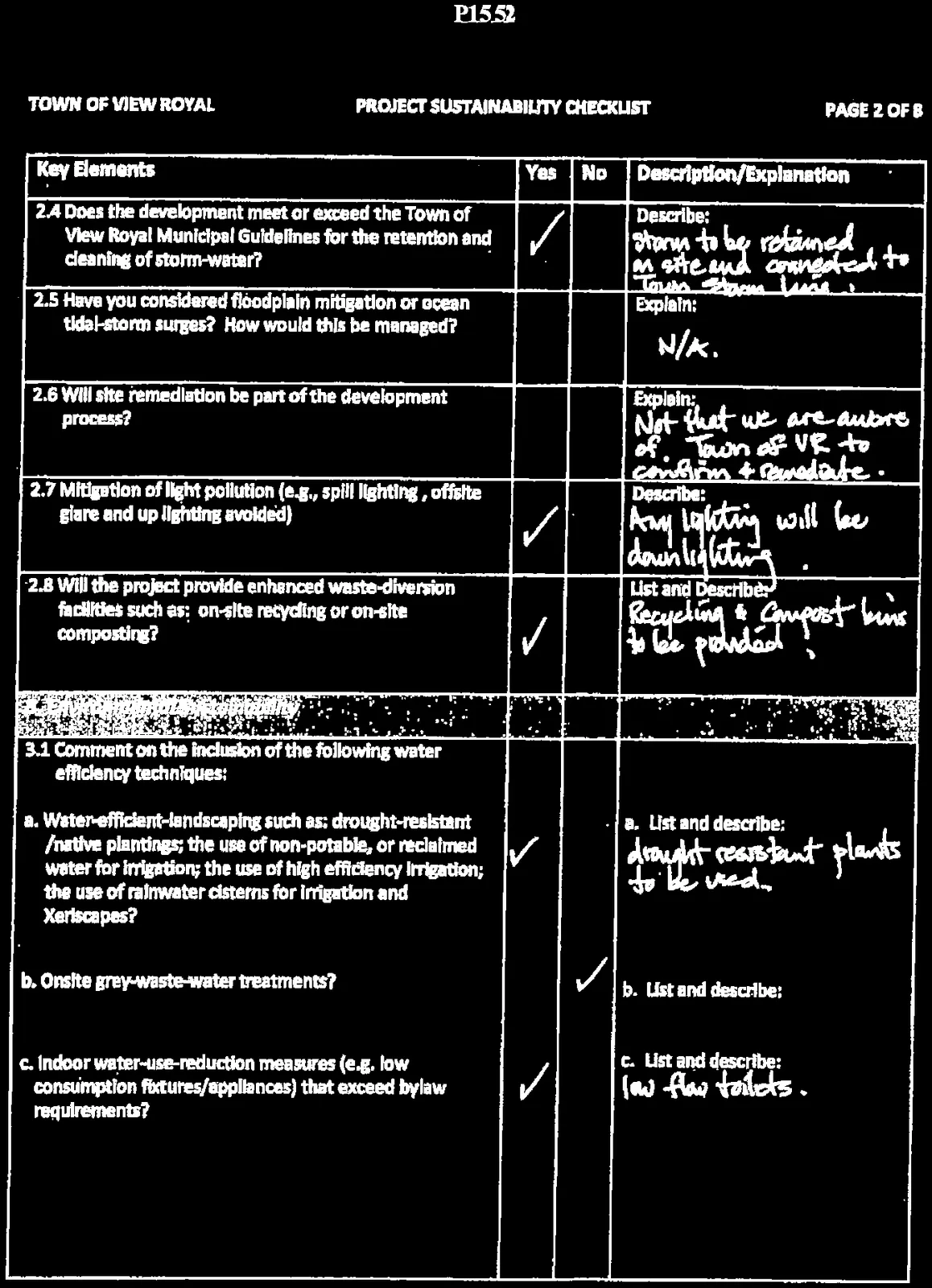 Project Sustainability Checklist Page 2