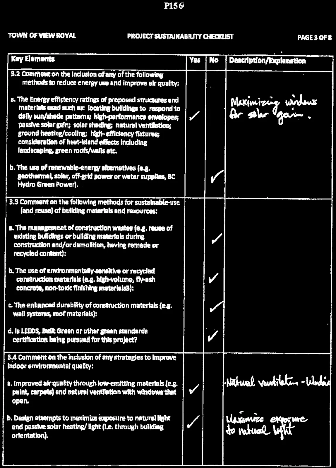 Project Sustainability Checklist Page 3