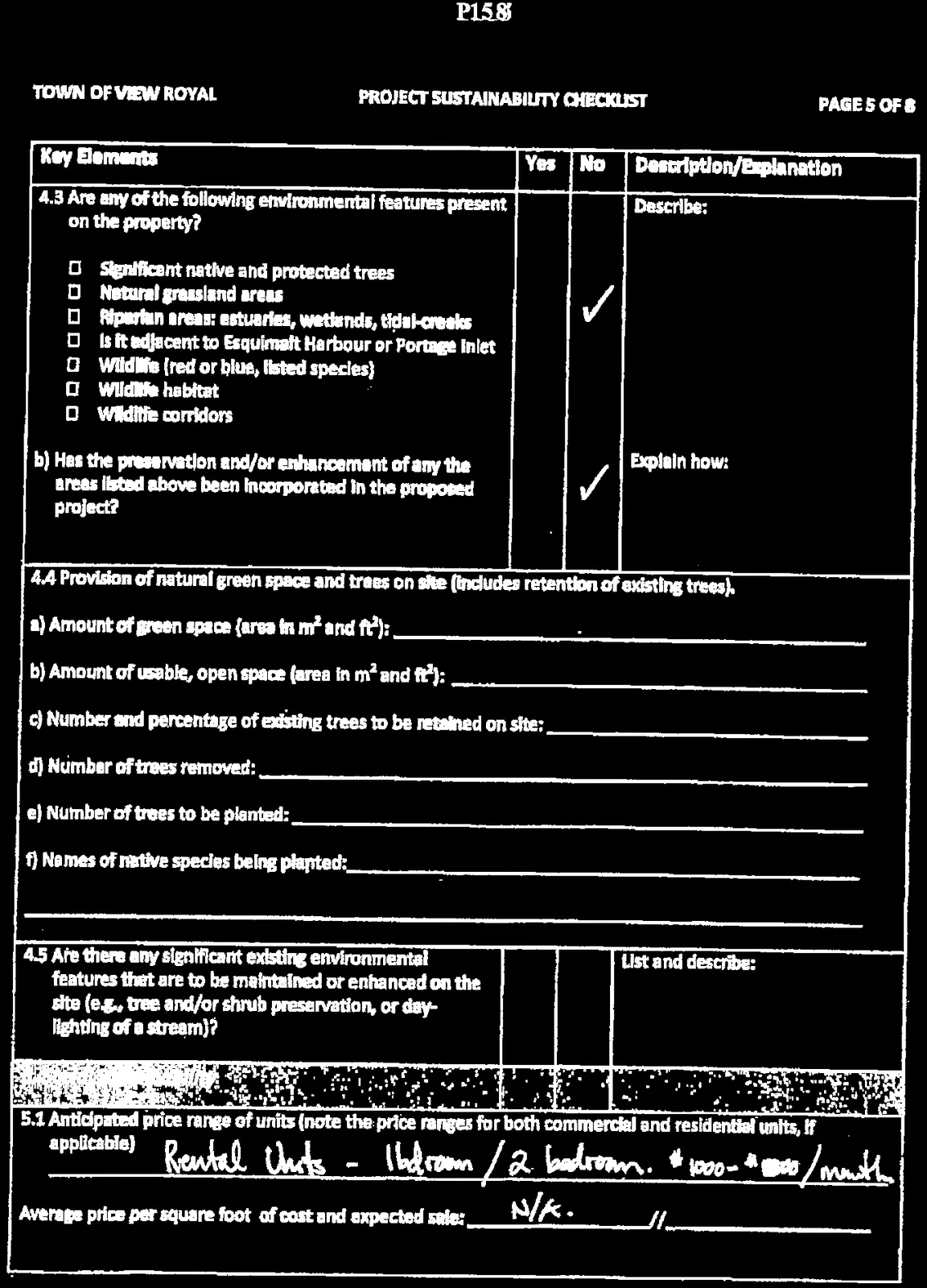 Project Sustainability Checklist Page 5