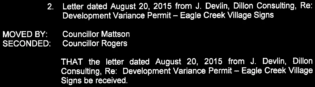 snippet of motion to receive the letter from Dillon Consulting