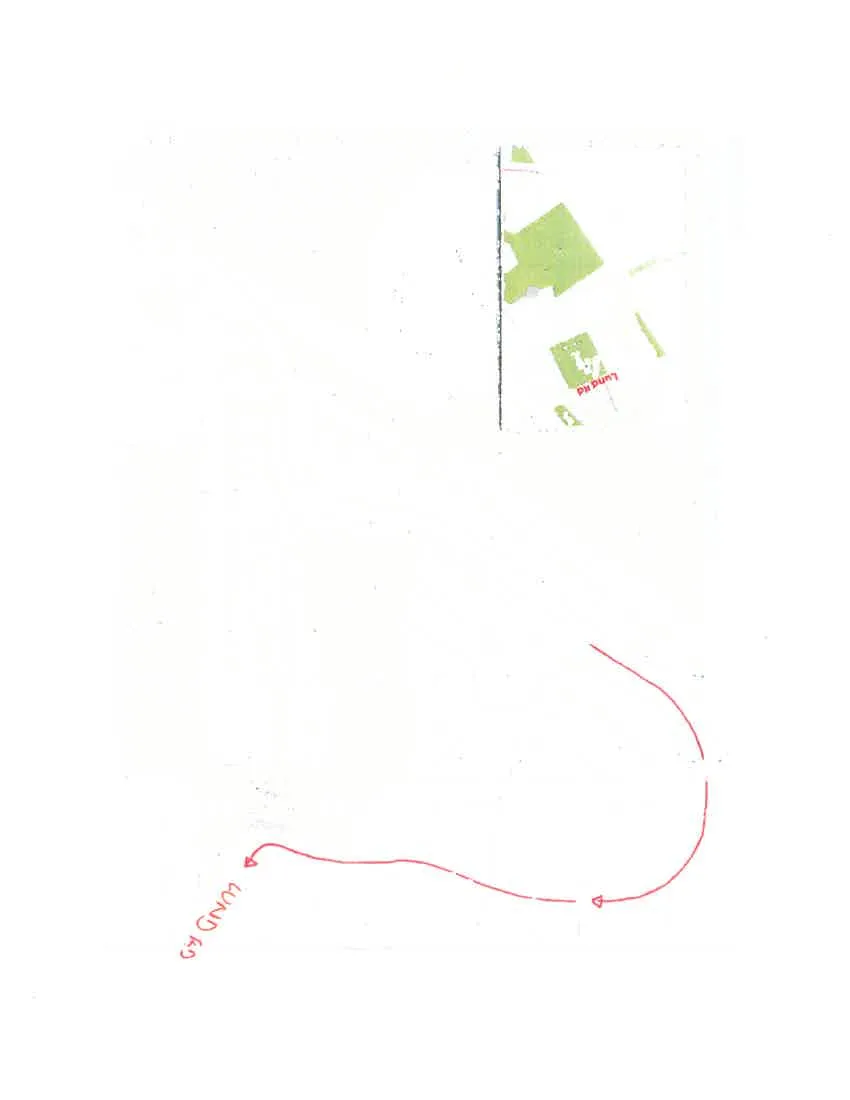 Map overlay showing the new Lund Rd alignment in red and green park spaces