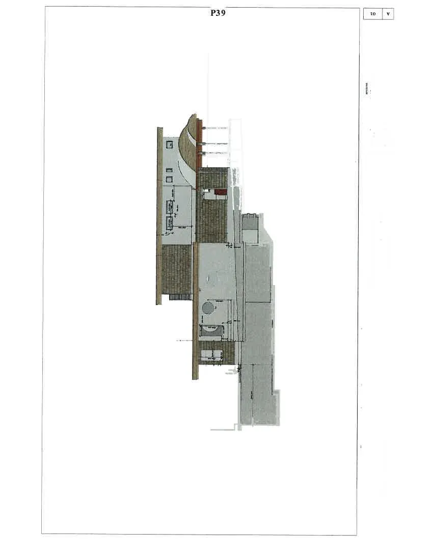 Architectural drawing of the building's east elevation