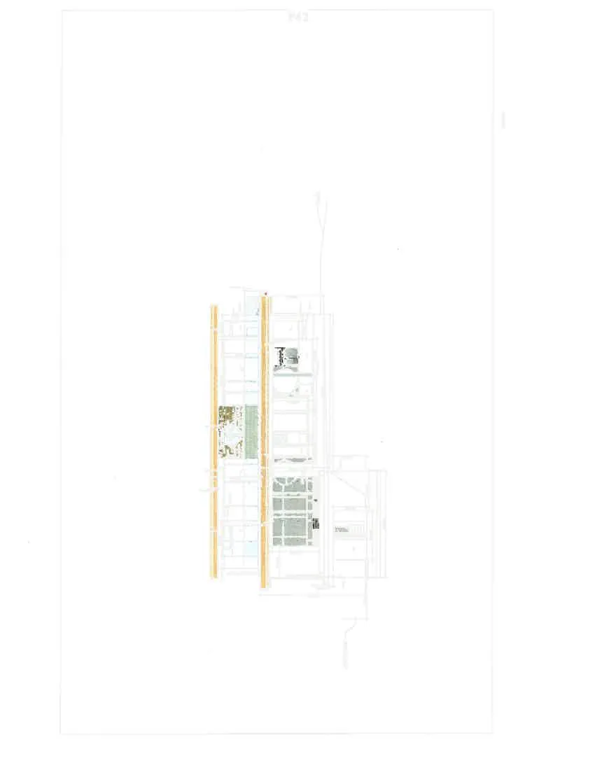 Zoomed detail of structural components on the south elevation facade