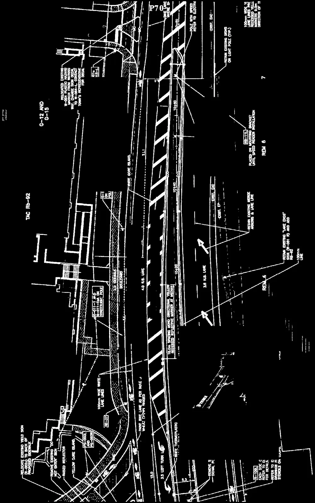 Detailed traffic management site plan map for Helmcken Road showing construction areas, lane configurations, and Building 8