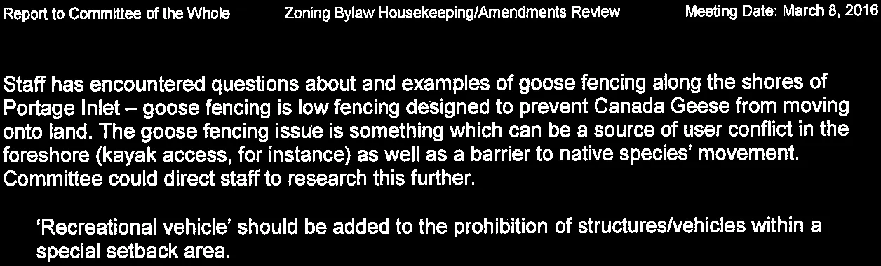 Text clarifying that fencing within natural boundary setbacks is not permitted and requires a variance request.