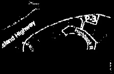 Detailed map segment of the "Subject Property" near Highbank Rd and the Island Highway.